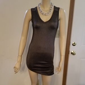 Women's Long Top Rhinestones Black Size S